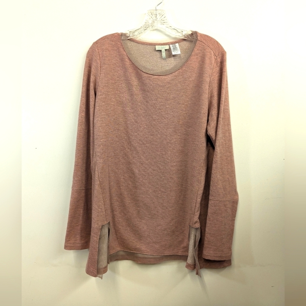 Logo Lounge Mesh Trim Pink Long Sleeve Tunic Top Lounge Langenlook M
